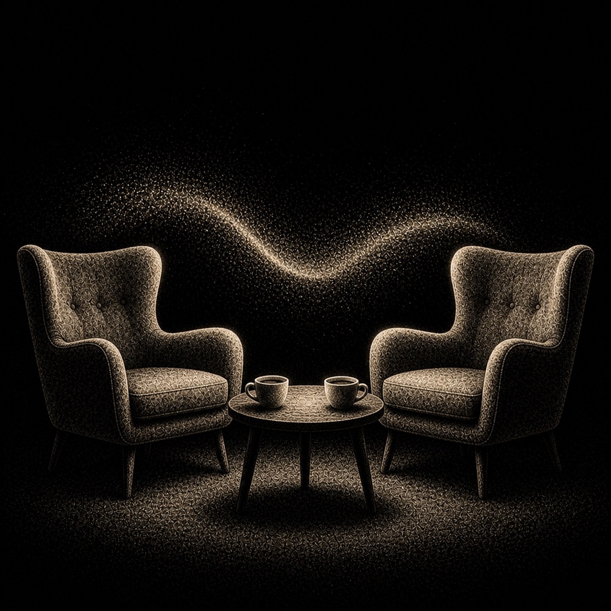 Песочная иллюстрация на чёрном фоне к теме: Как выбрать собеседника без случайности